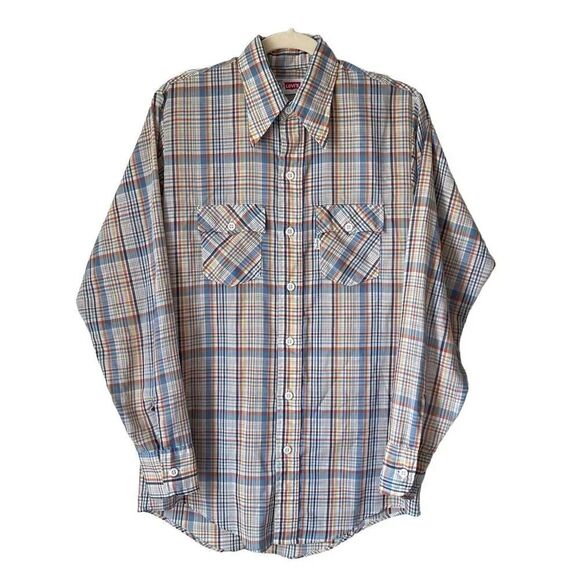 Levi's Plaid Button Up Shirt Men's Small VTG Western Long Horn 423 Made in USA S - Picture 2 of 9